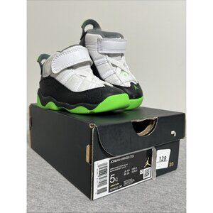 Nike Air Jordan 6 Rings Toddler Size 5C White/Green Strike-Black 323420-130